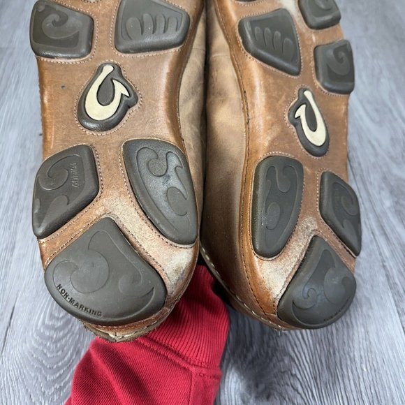 Olukai Men Moloa Brown Waxed Nubuck Leather Slip On Loafer Size 12